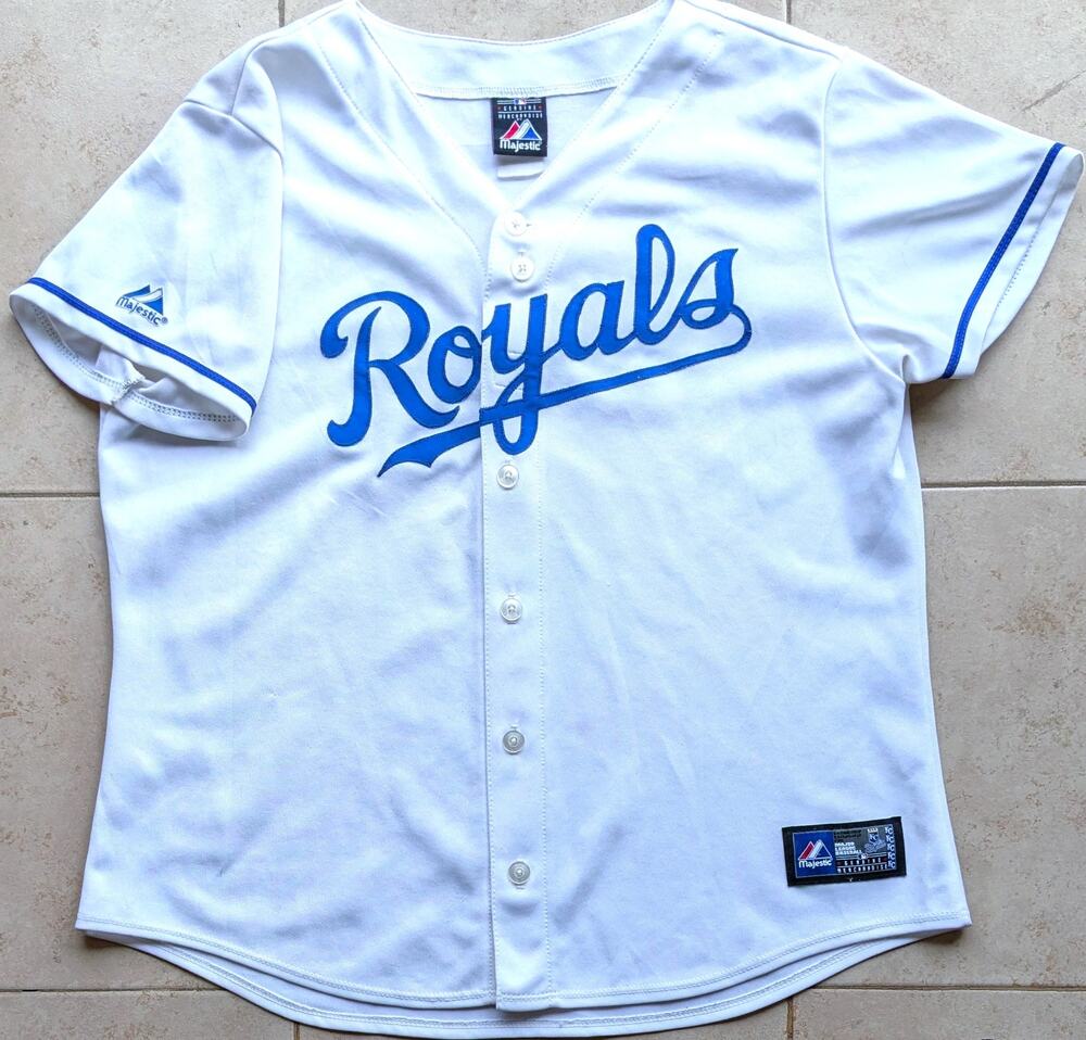 Kansas City Royals 2000s Majestic jersey WOMEN white Script XL MLB baseball vtg